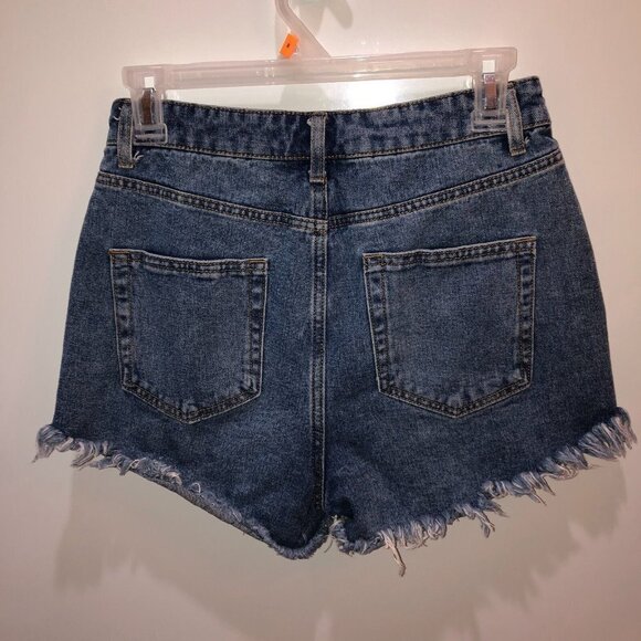 Wild Fable Women Size 4 Blue Distressed Cut Off Button Fly High Rise Jean Shorts - Picture 7 of 11